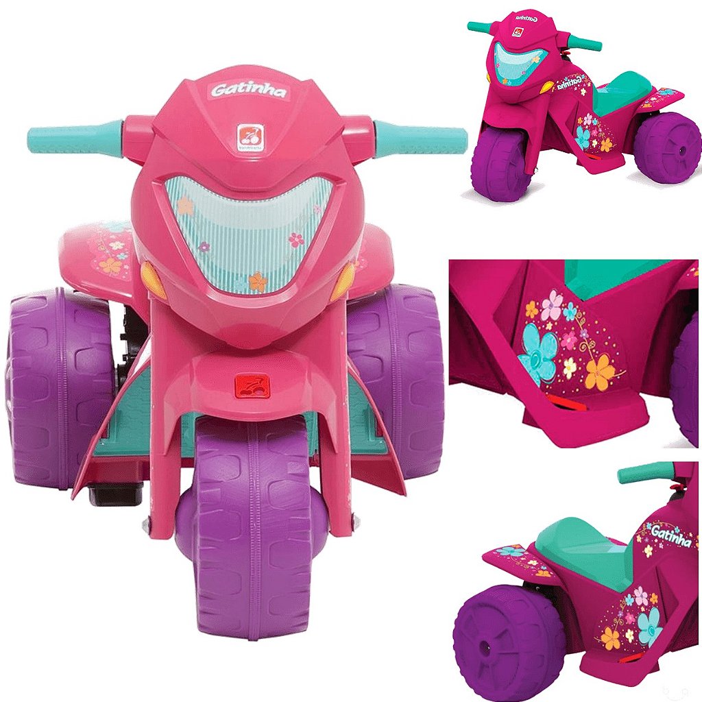 Moto Eletrica Infantil Bandeirante Banmoto 6V Gatinha Rosa na