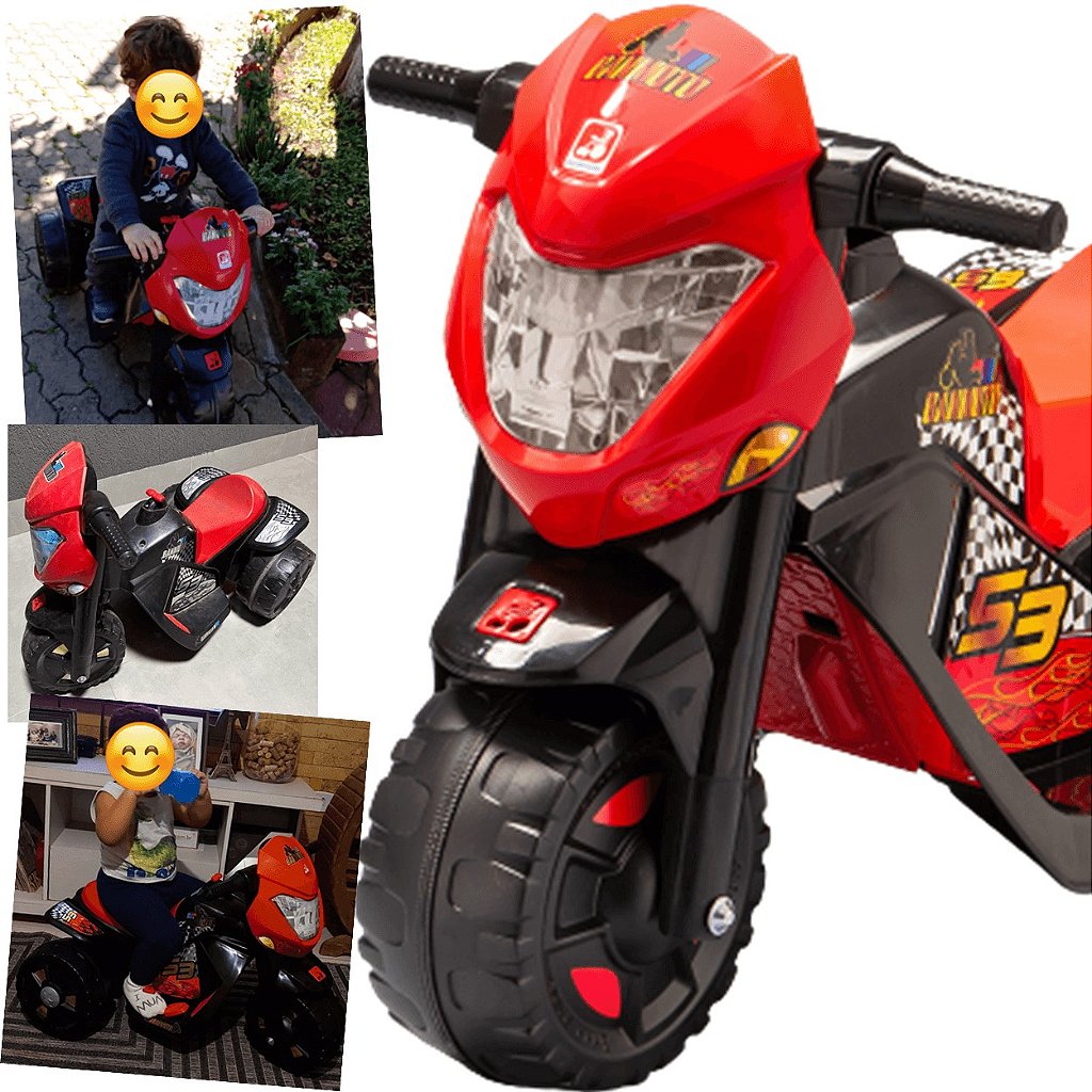 Moto Eletrica Infantil Bandeirante Banmoto 6V Preta Vermelha - Maçã Verde  Baby