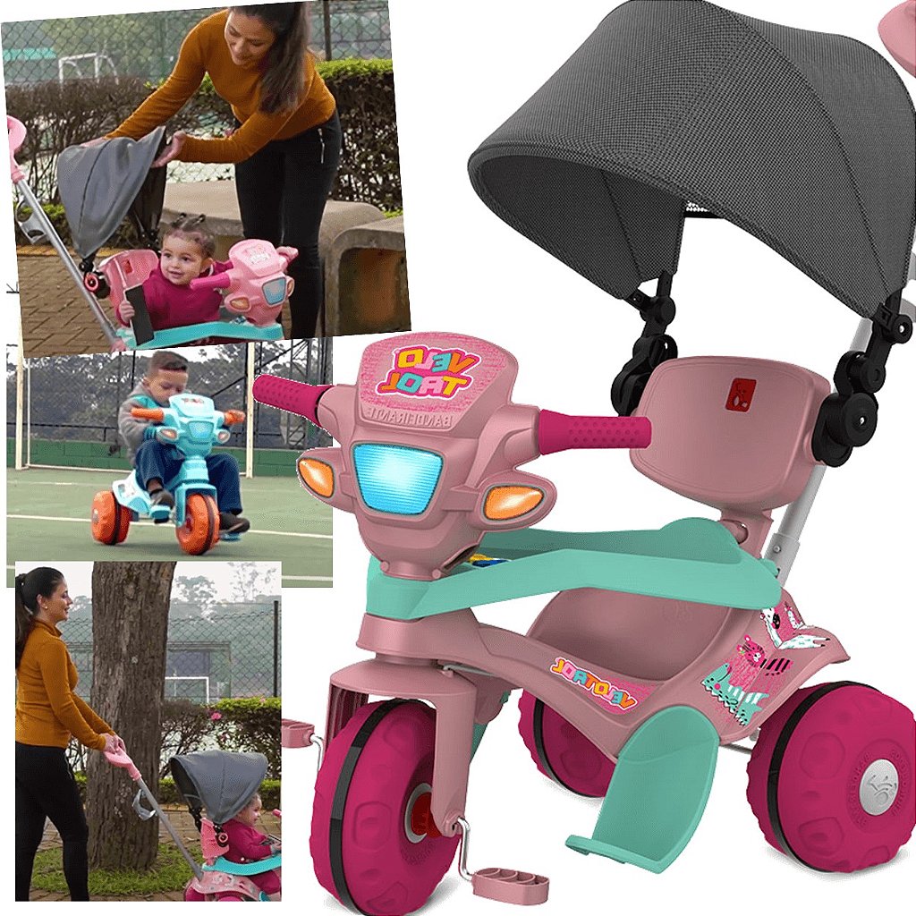 Velotrol Triciclo Passeio E Pedal Tonkinha Rosa Bandeirante – Papelaria  Pigmeu