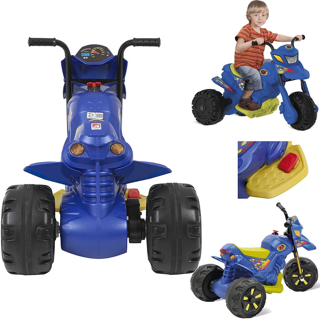 Moto Eletrica Infantil Bandeirante XT3 6V Azul - Maçã Verde Baby