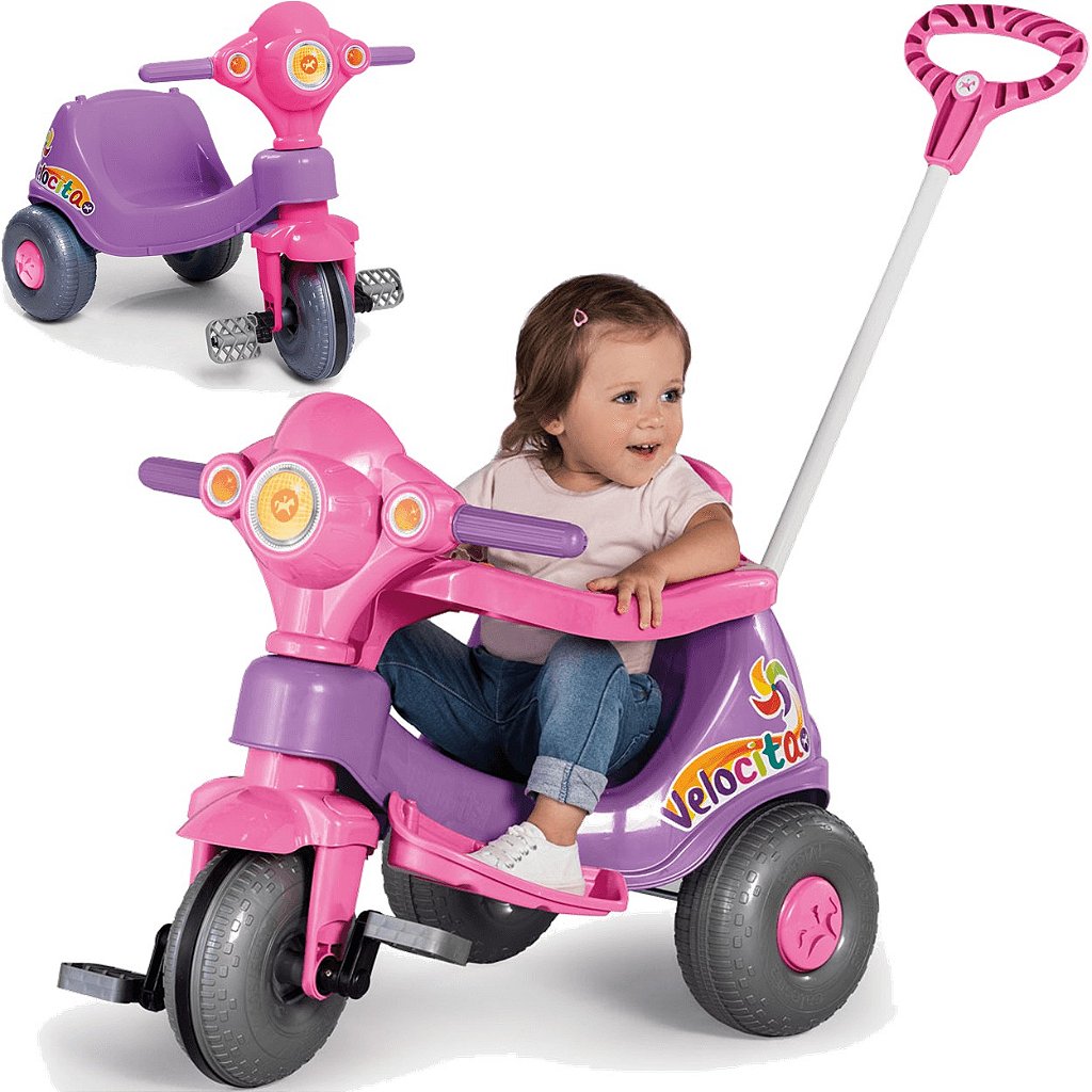 Motoca Infantil Triciclo Velocita 2 Em 1 Empurrador Pedal