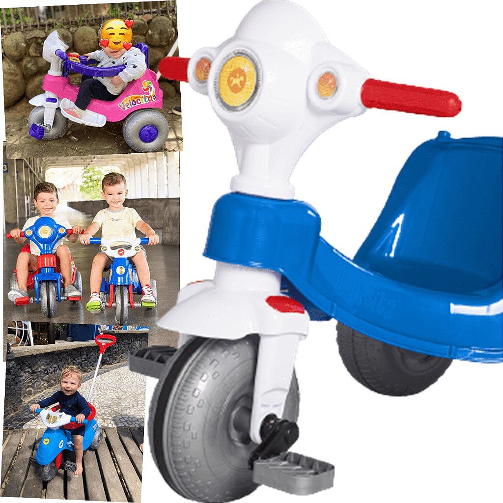 Motoca Infantil Azul e Vermelho com Pedal - CALESITA-953