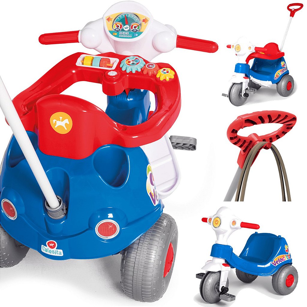 Triciclo Infantil Moto Uno 2 Em 1 Passeio e Pedal - Calesita