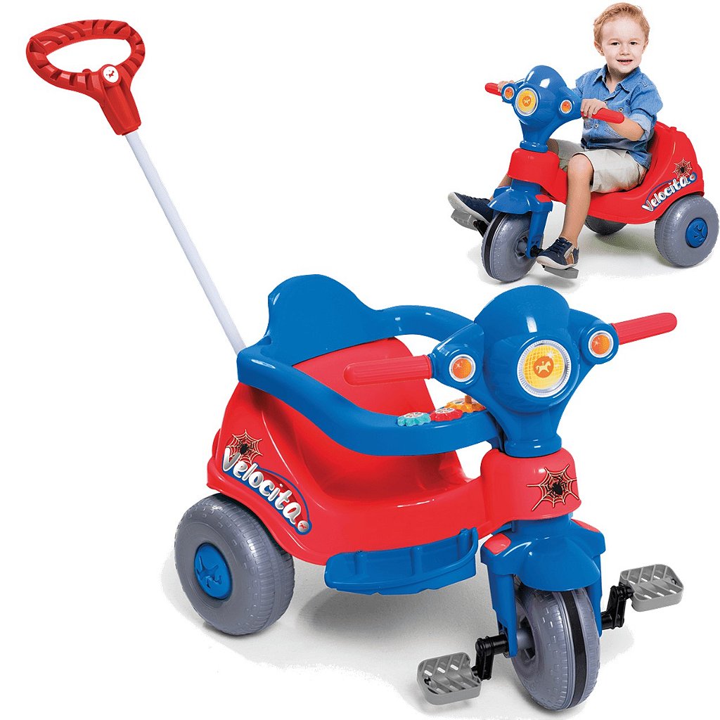 Triciclo Infantil - Passeio e Pedal - Velocita Classic - Azul - Calesita