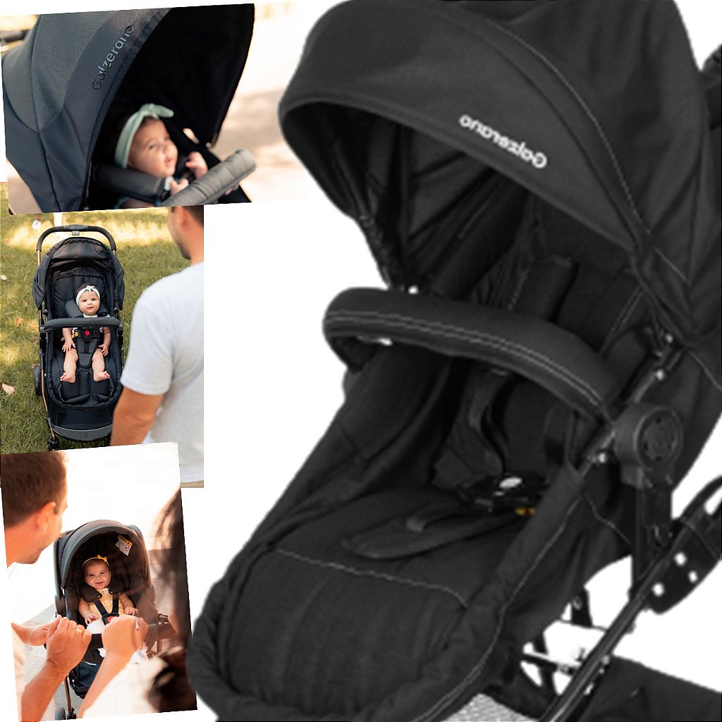 Carrinho de Bebê Galzerano Napoli 3 em 1 Berço Passeio Moisés com Bebê  Conforto Grid Travel System TRIO Reclinável Leve Compacto Dobrável Para  Viagem 0 a 15 Kg Preto com Base para Carro