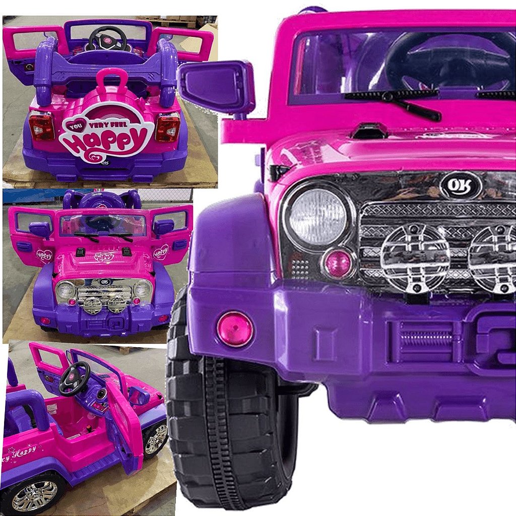 Carro Jeep Para A Barbie Com Controle Remoto Rosa