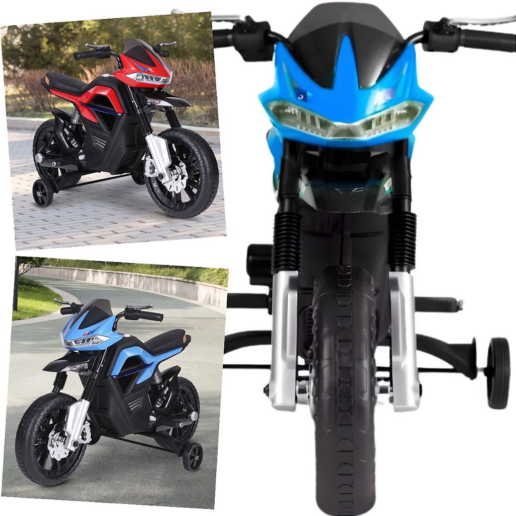 Moto Eletrica Infantil Belfix Big Trail Sport 6V Azul Rodinhas