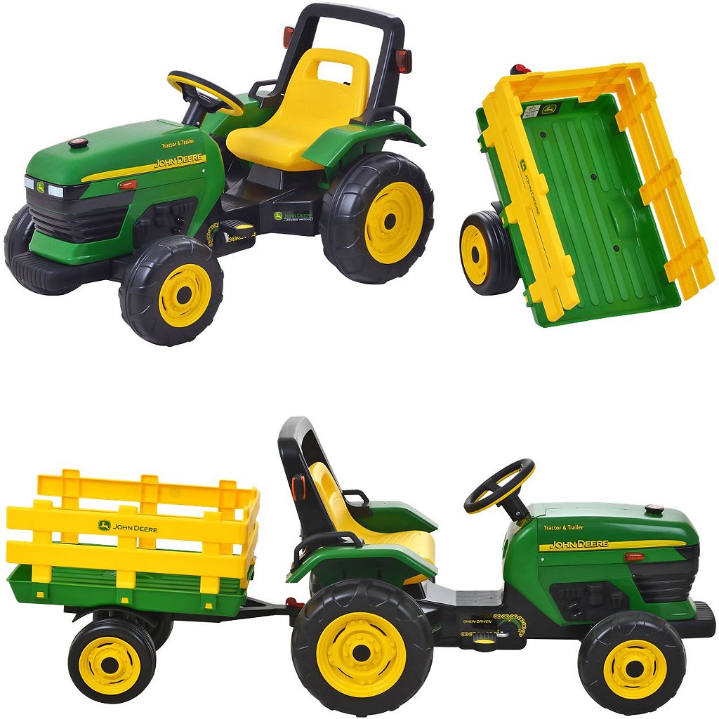 Trator de Pedal Infantil Peg Perego John Deere Ground Loader - Maçã Verde  Baby