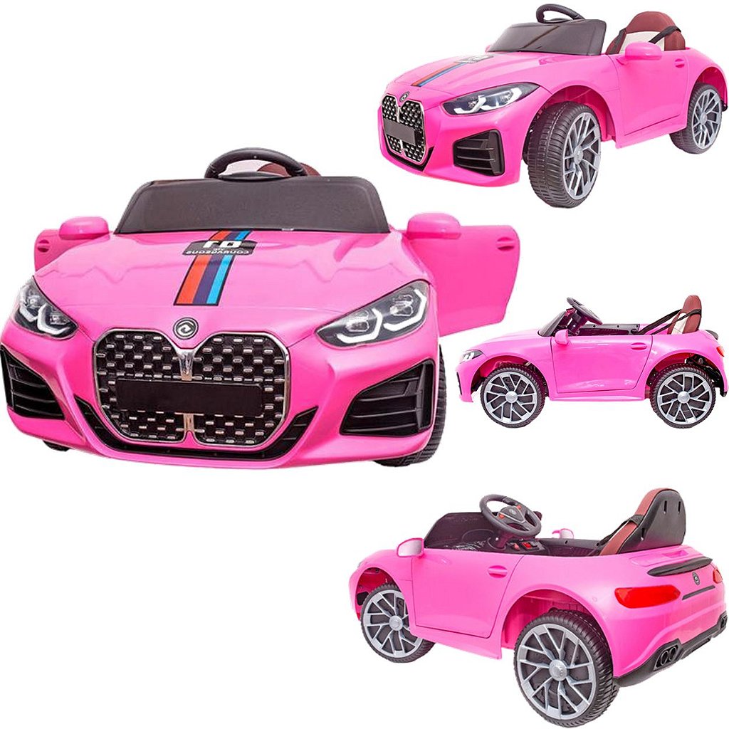 Carro Eletrico Infantil BMW S4 Rosa com Controle Remoto 12V - Maçã