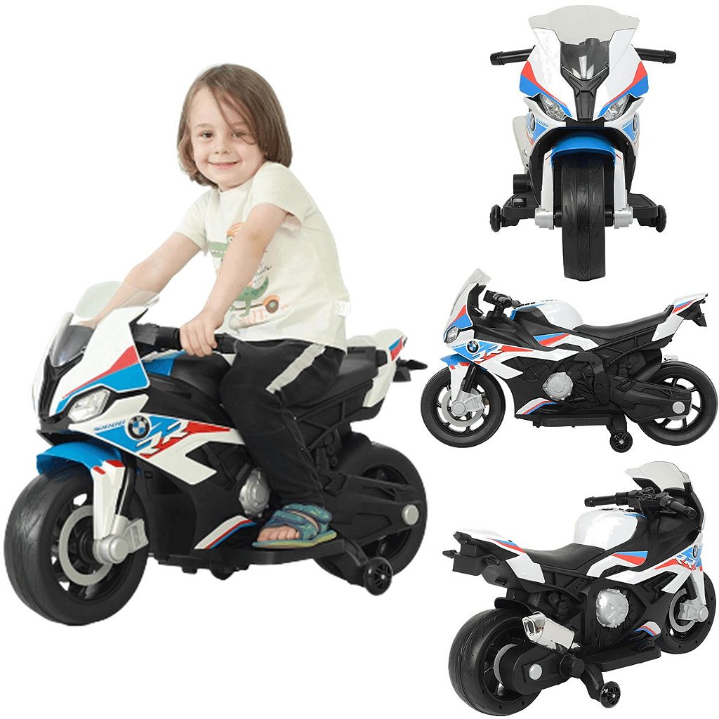 Moto Elétrica Infantil BMW S1000RR 12V Com Rodinha P Crianças De 3