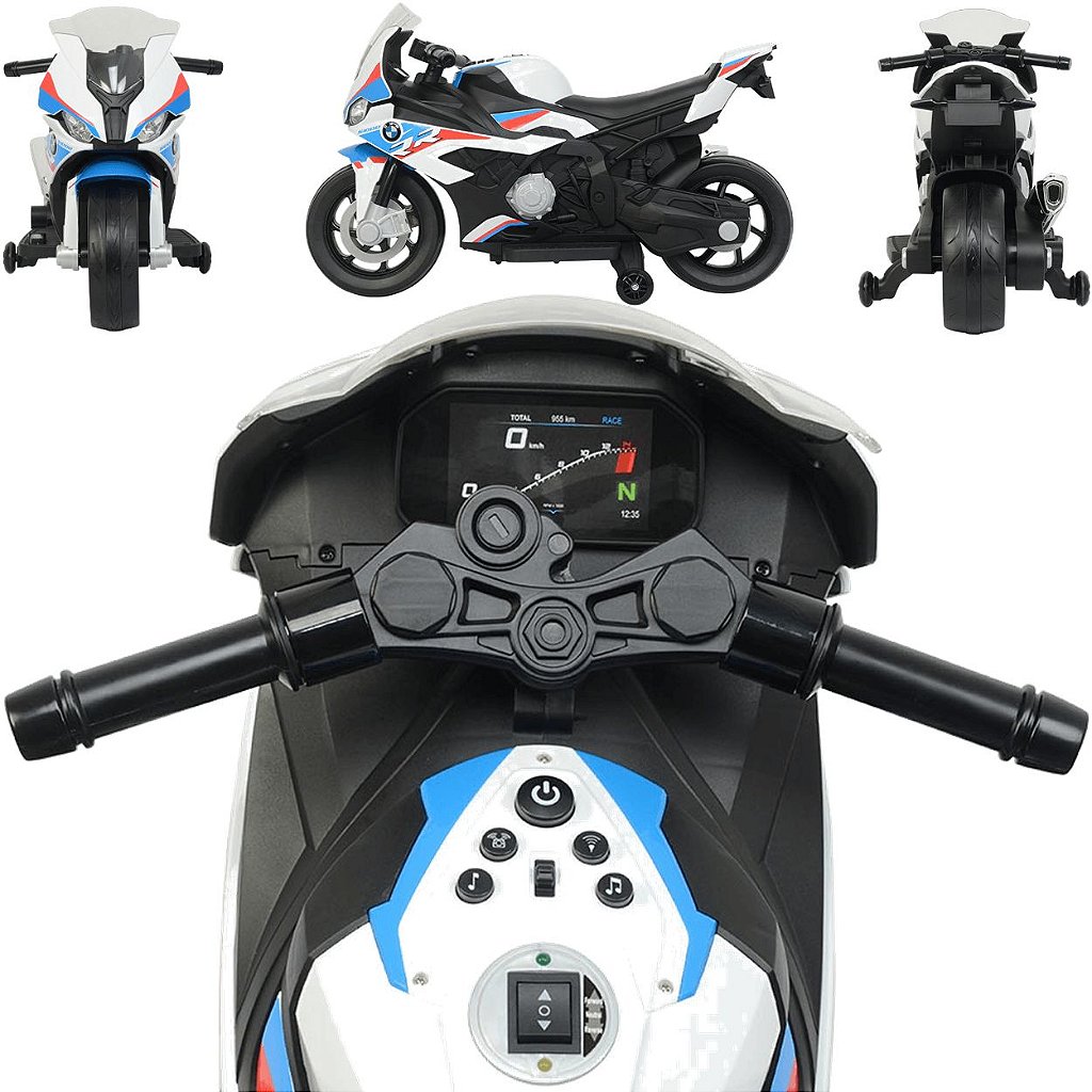 Moto Elétrica Infantil BMW S1000RR 12V Com Rodinha P Crianças De 3