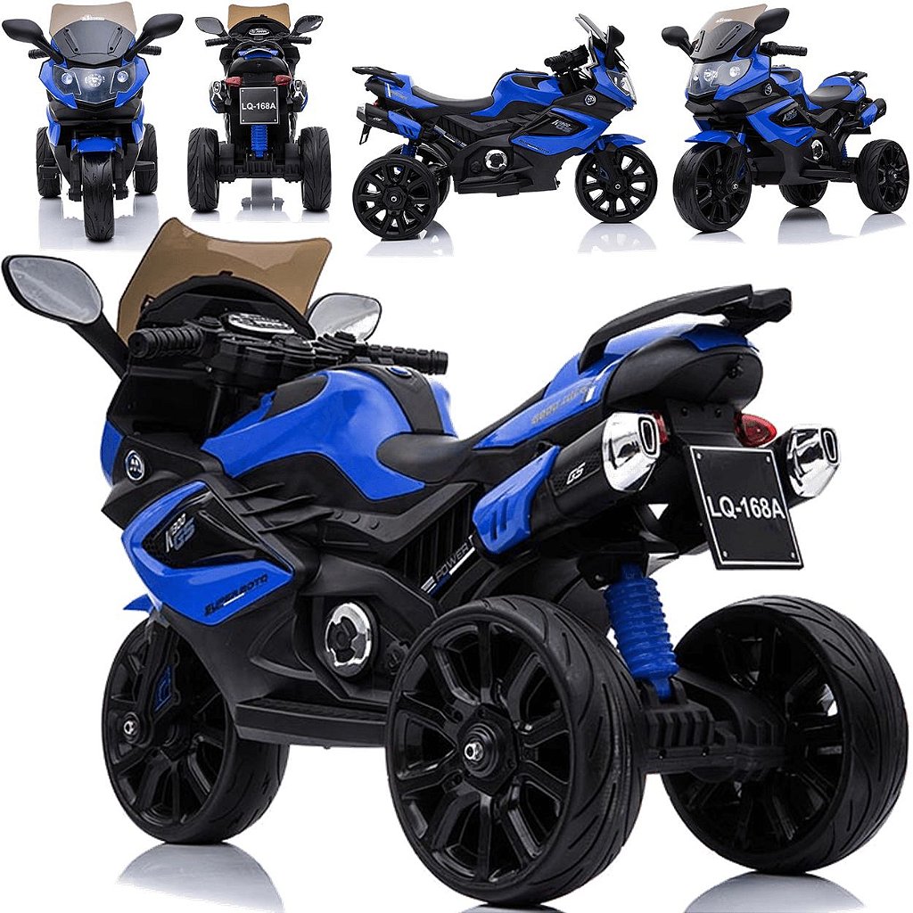 Motoneta triciclo infantil de pedal em plástico duro azul e preto