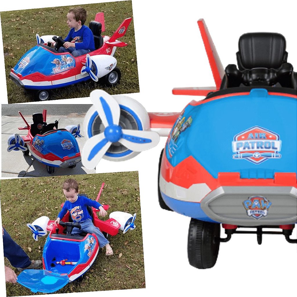 Carrinho elétrico infantil Patrulha Canina Avião motorizado 12v