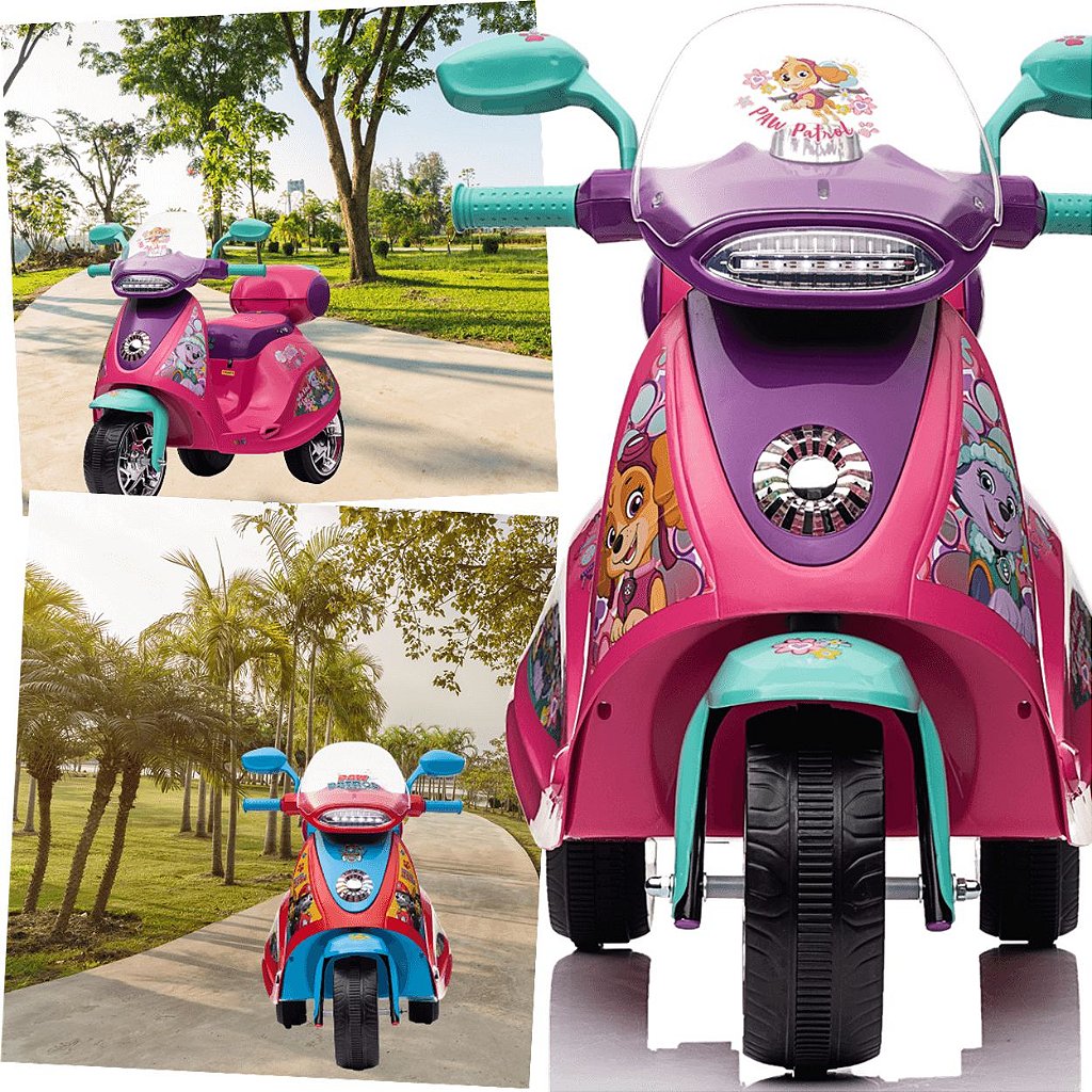 Moto Elétrica Scooter Patrulha Canina 6v Vermelho e Azul Bang Toys