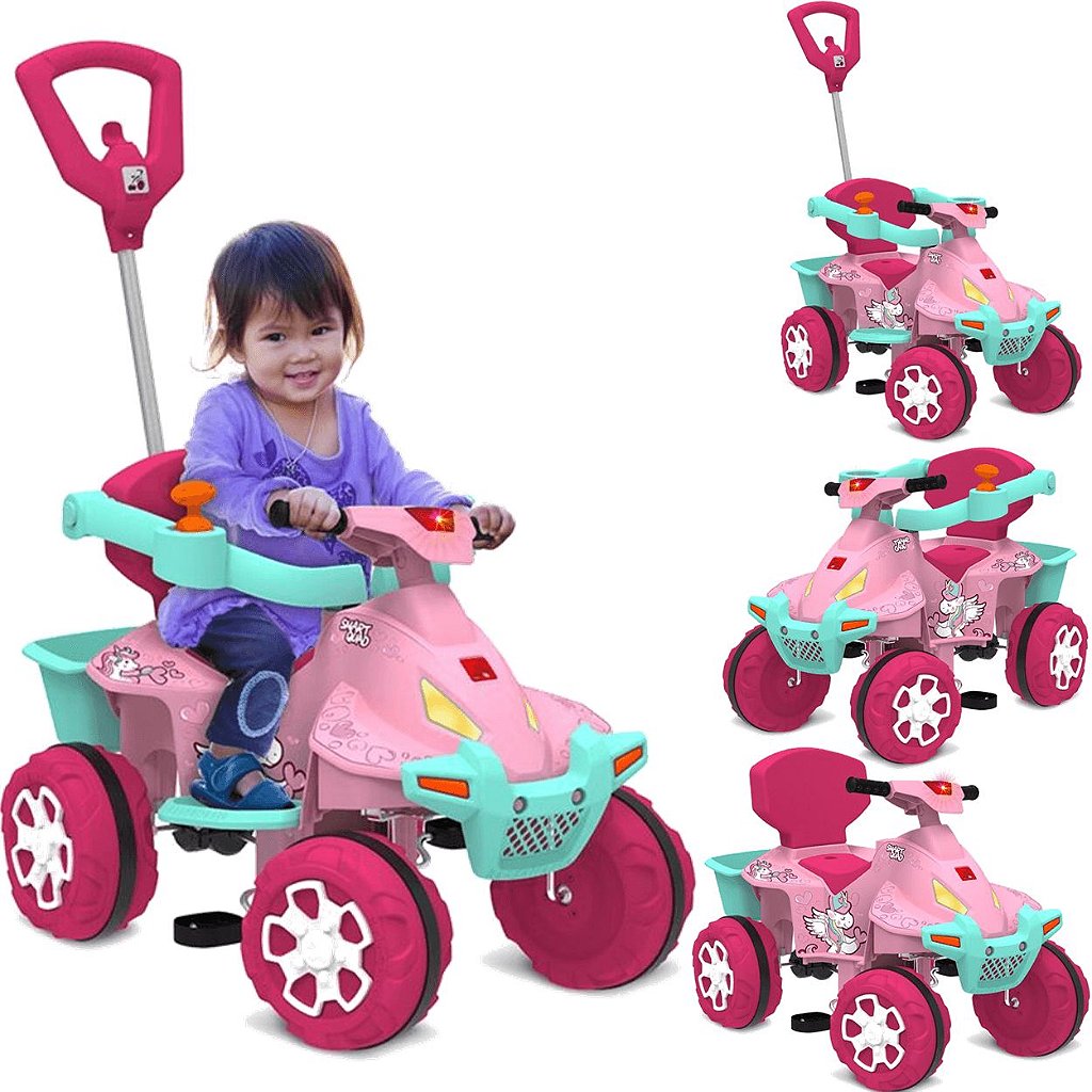 Triciclo Infantil Bandeirante Smart Comfort 3 em 1 Pedal e Passeio Aro -  Maçã Verde Baby