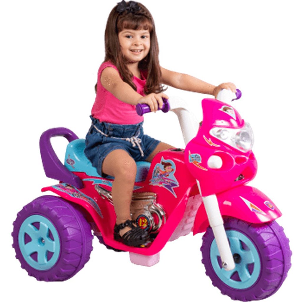 Mini Moto Elétrica Infantil GP Raptor Super Girl - 2 Marchas 6V - Rosa