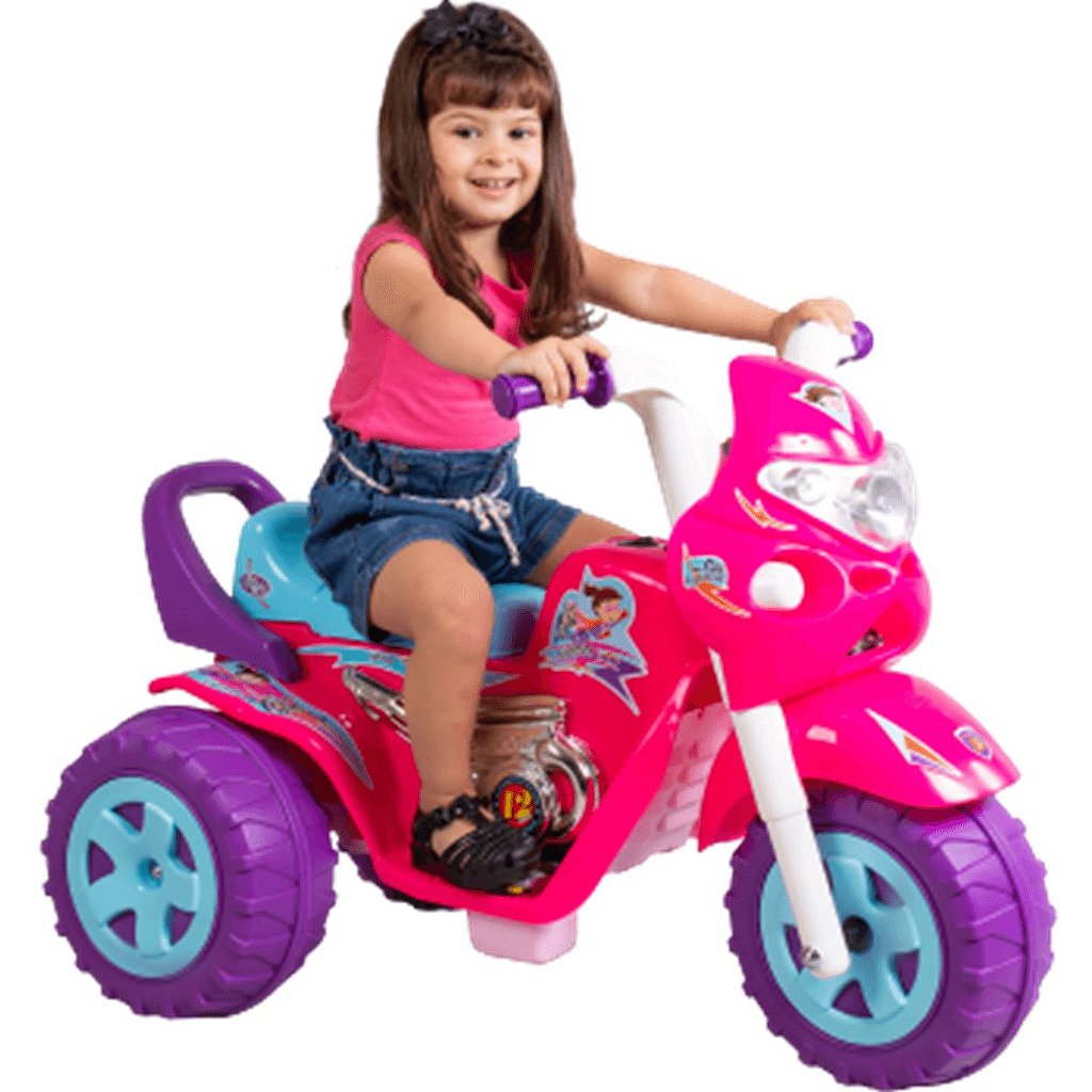 Mini Moto Eletrica Infantil Triciclo Pink Com Capacete - 12v