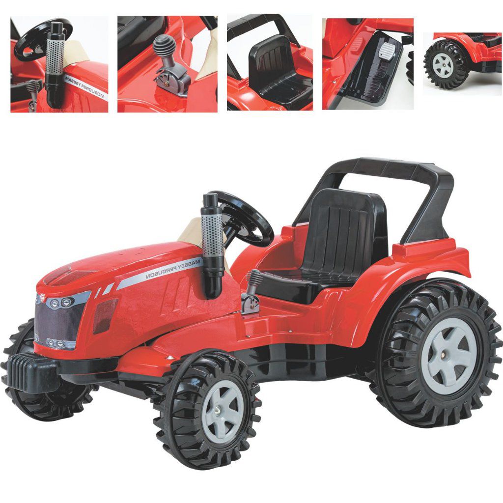 Carrinho Infantil Passeio Trator Elétrico Massey Ferguson 6V - Com Caçamba  - Biemme - Vermelho