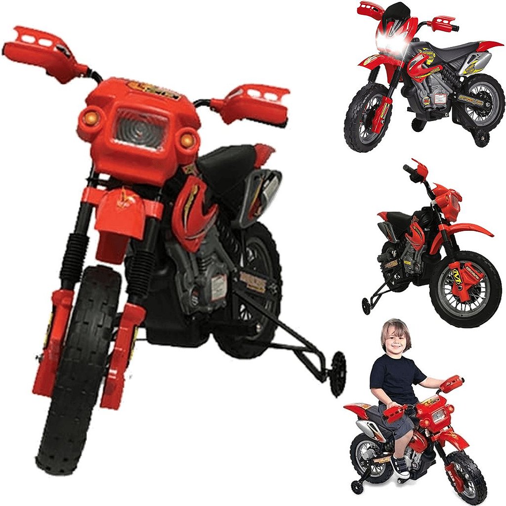 Moto Eletrica Infantil Xplast Motocross 6V Vermelha - Maçã Verde Baby