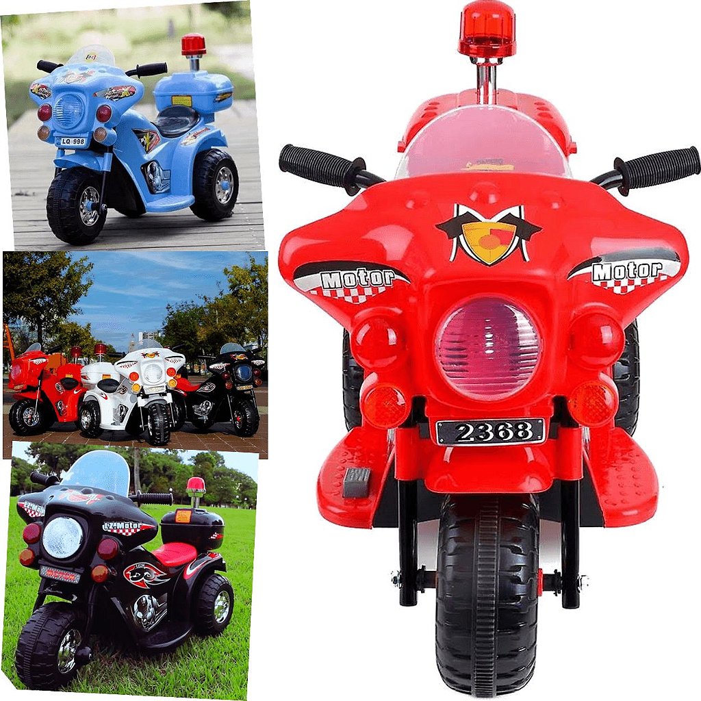 Mini Moto Elétrica Infantil Motorizado 12V Brinquedo Criança Polícia