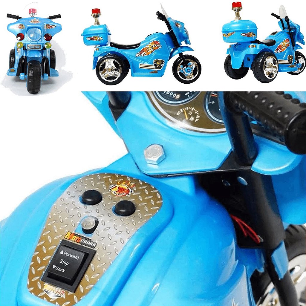 Moto Eletrica Infantil Xplast Motocross 6V Azul com Rodinhas - Maçã Verde  Baby