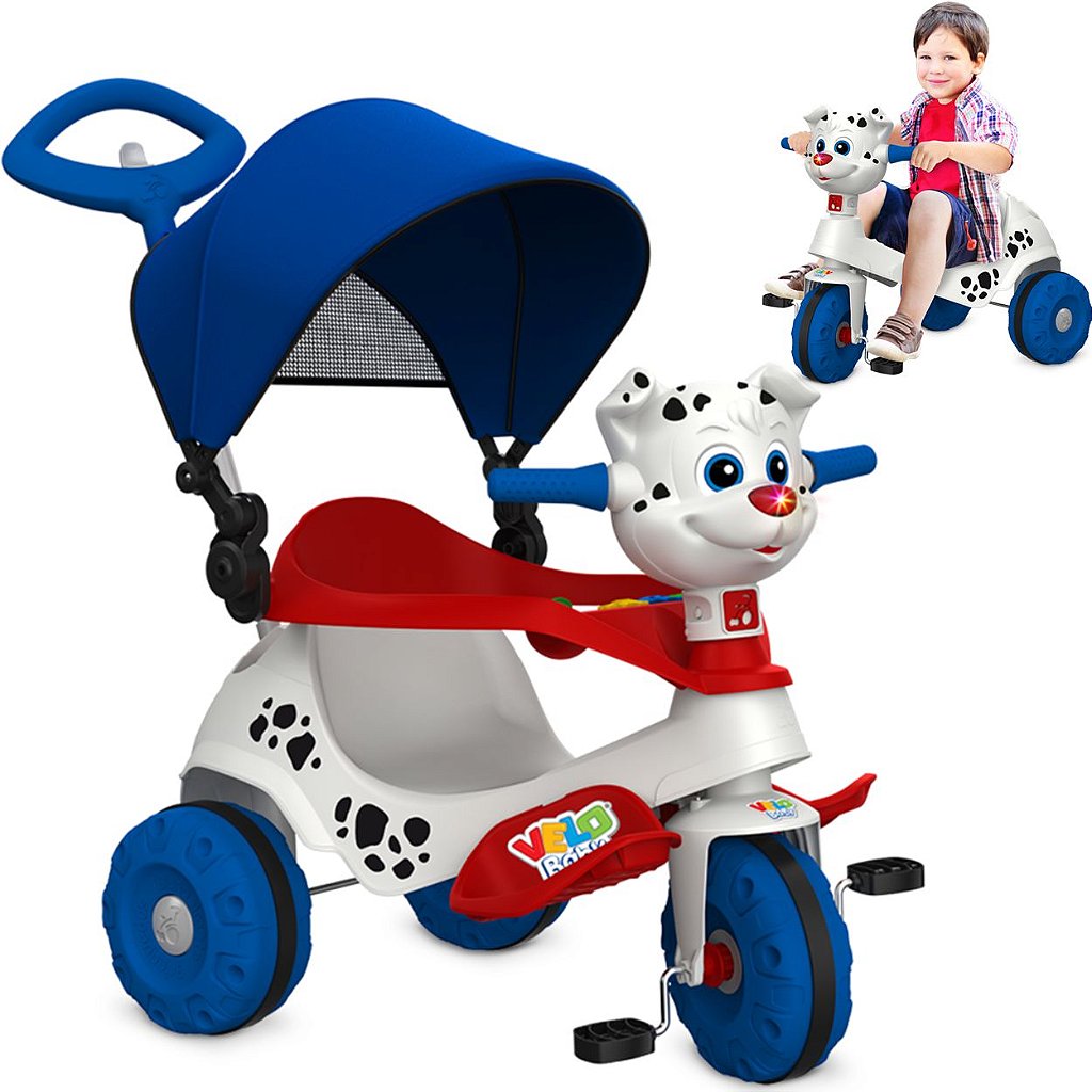 Triciclo Infantil Bandeirante Velobaby Passeio e Pedal Rosa