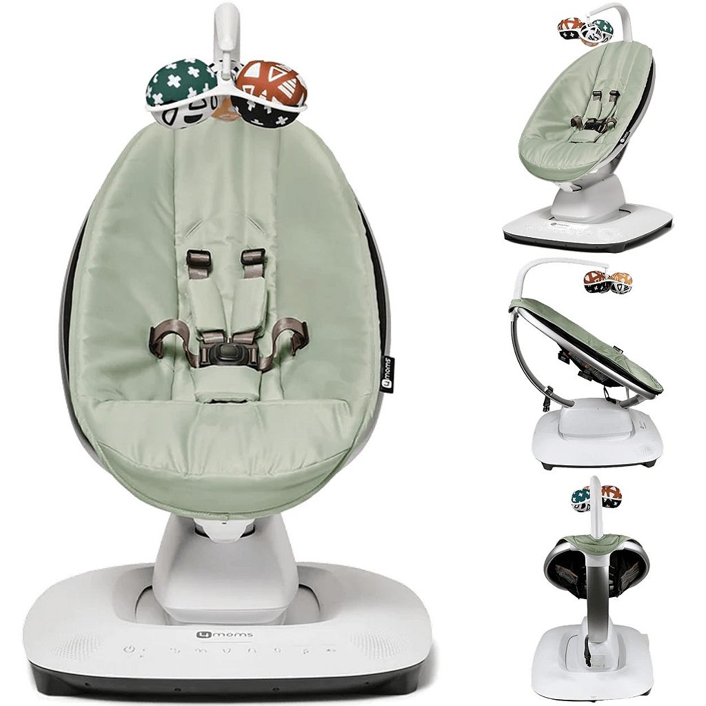 Cadeirinha de Balanço Automatica 4Moms MamaRoo 4.0 Grey Mesh - Maçã Verde  Baby