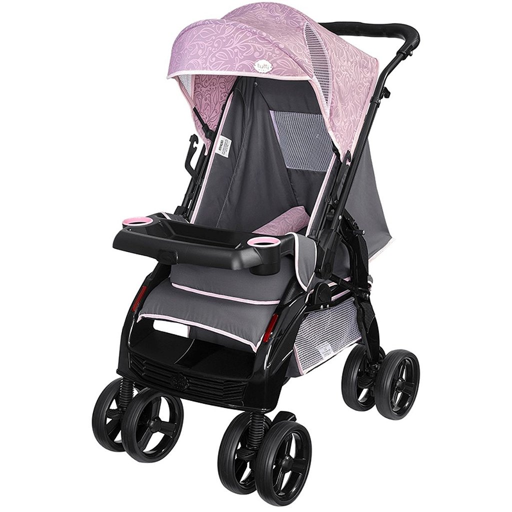 Carrinho De Bebe De Passeio Tutti Baby Upper Rosa Reversivel Maca Verde Baby