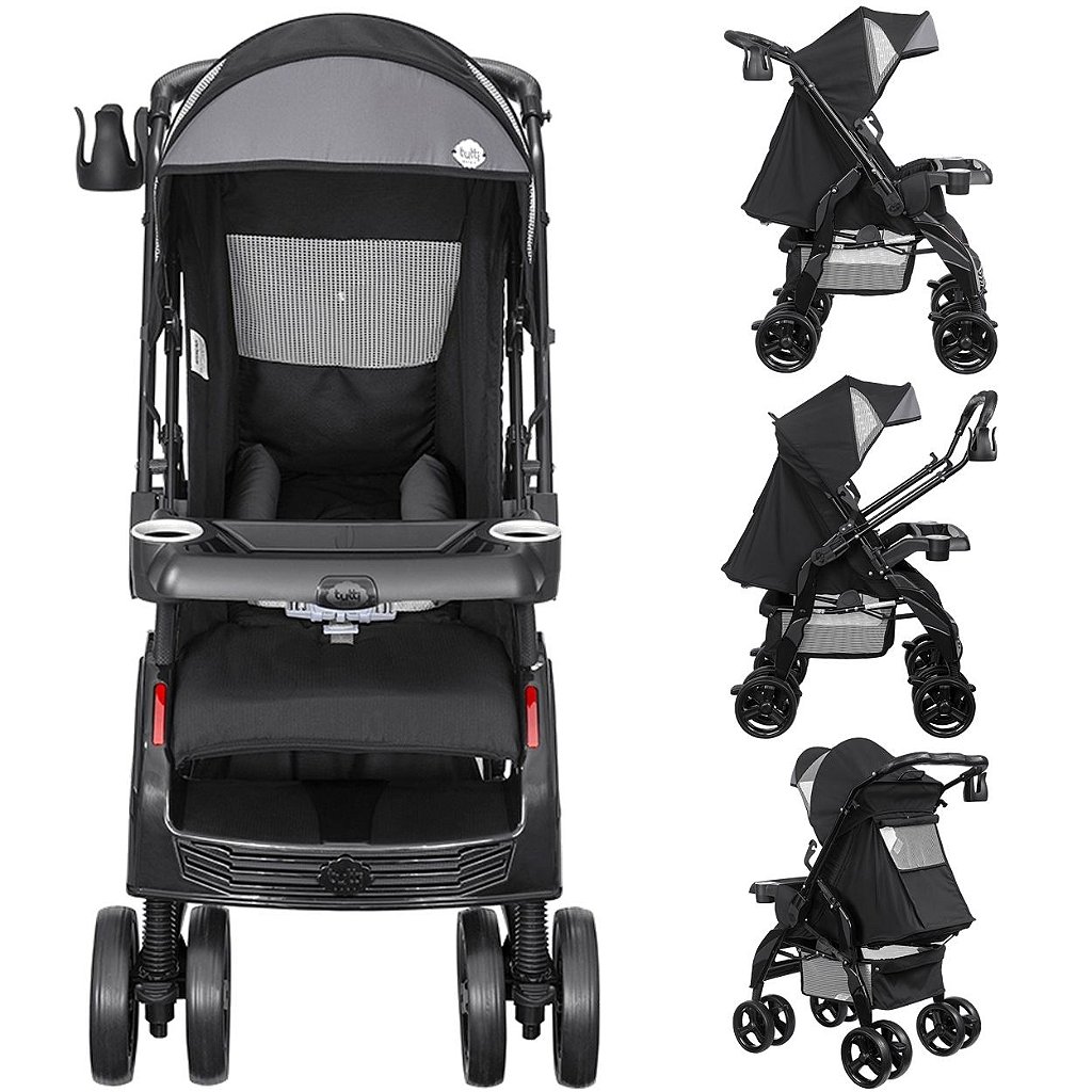 Carrinho De Bebe De Passeio Tutti Baby Upper Preto Reversivel Maca Verde Baby