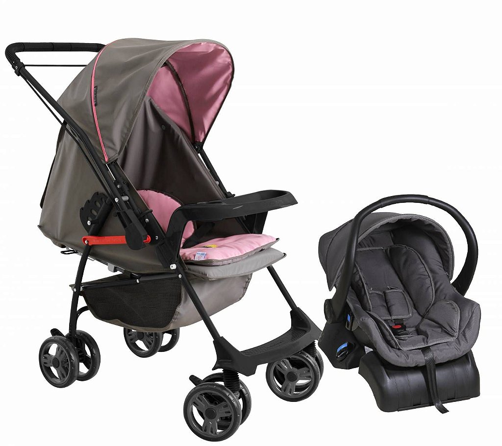 Carrinho De Bebe Galzerano Milano Reversivel Ii Preto Grafite Rosa 1016pgro Bebe Conforto E Base Maca Verde Baby