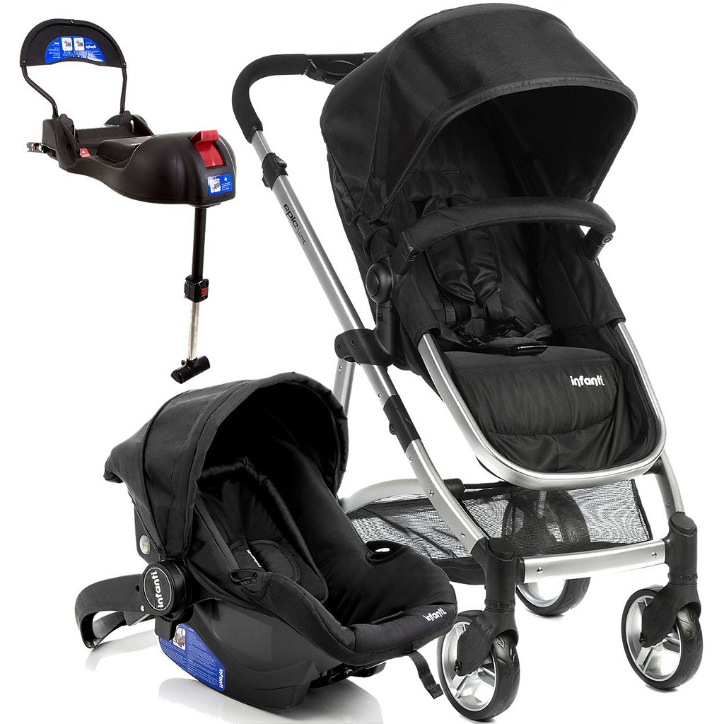 Carrinho De Bebe Bebe Conforto E Base Isofix Infanti Epic Lite Onyx Maca Verde Baby