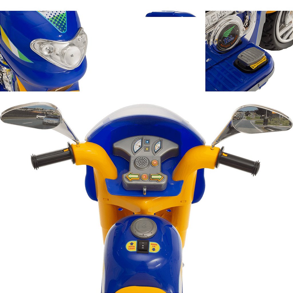 Moto Eletrica Infantil Sprint Turbo Biemme Azul 12V com Capacete Gráti -  Maçã Verde Baby