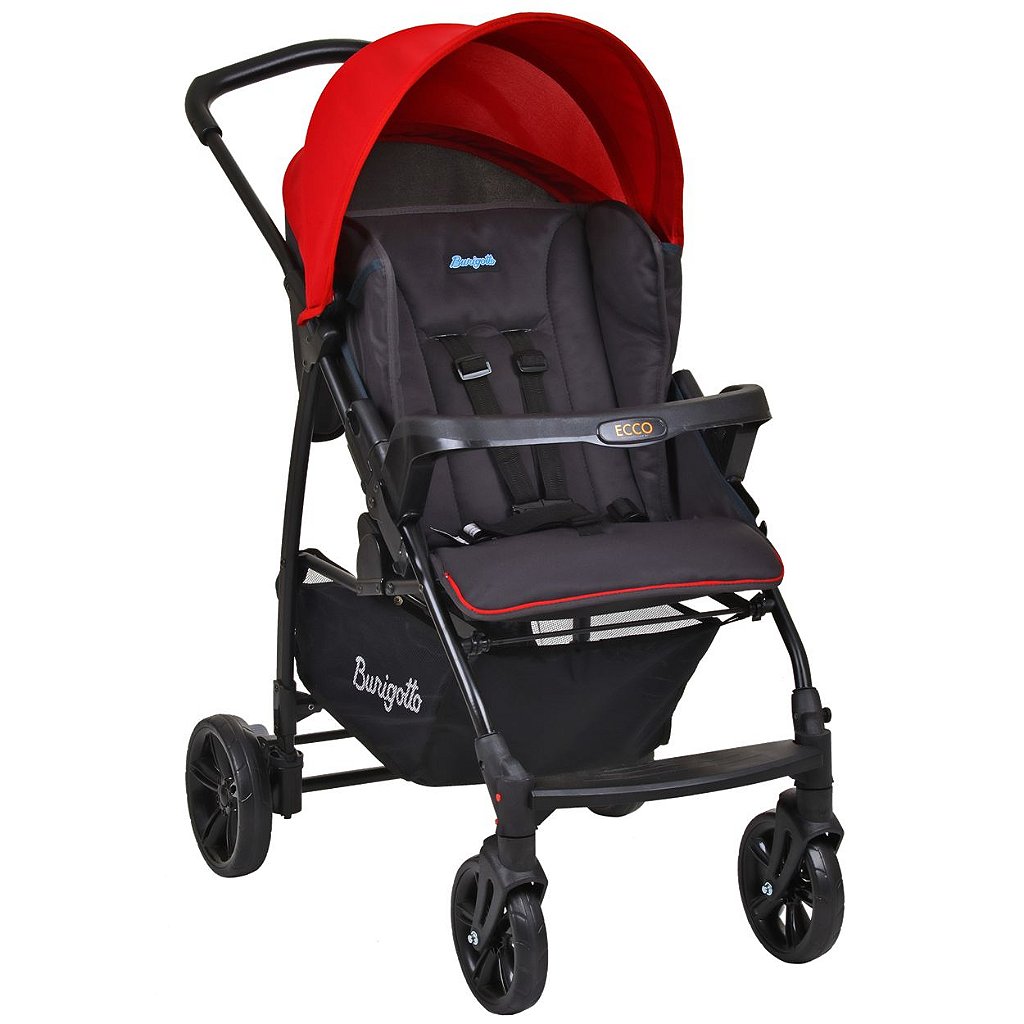 carrinho de bebe burigotto ecco red com bebe conforto touring se