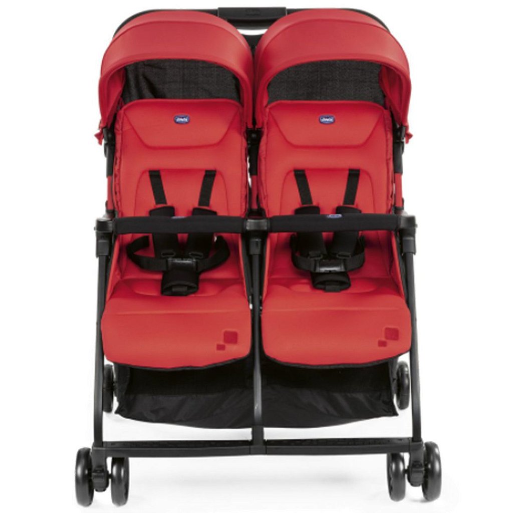 Carrinho De Bebe Passeio Gemeos Chicco Ohlala Twin Paprika Vermelho Maca Verde Baby