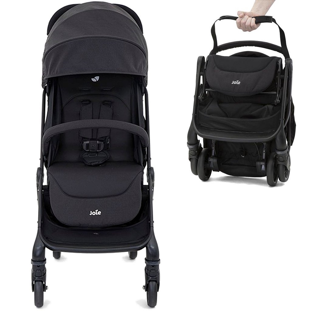 Carrinho De Bebe Joie Tourist Coal Preto Compacto Pratico Leve Maca Verde Baby