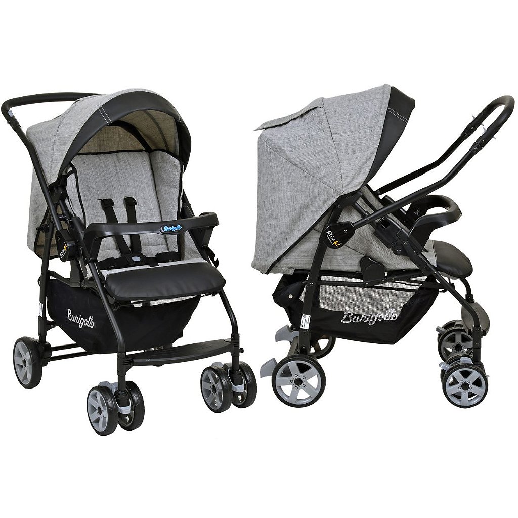 Carrinho De Bebe Reversivel Burigotto Rio K Mesclado Cinza Maca Verde Baby
