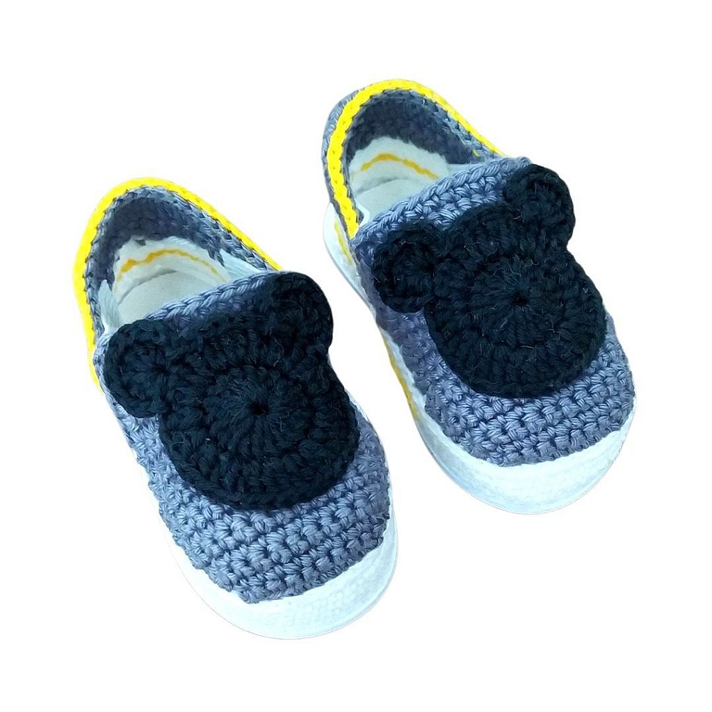 Tênis Mocassim em crochê feito a mão para bebê com sola emborrachada - Meu  Ateliê Boutique Baby - Roupas para Bebê Feitas Artesanalmente
