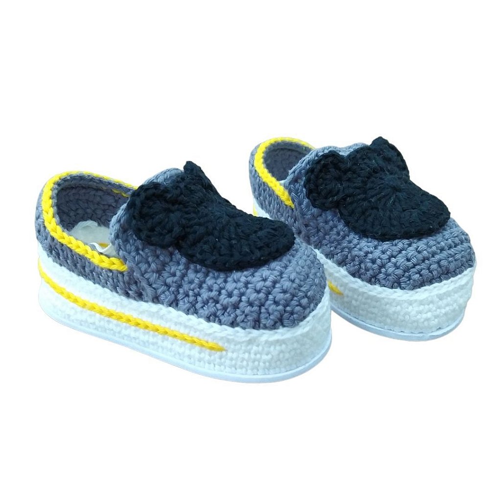 Tênis Mocassim em crochê feito a mão para bebê com sola emborrachada - Meu  Ateliê Boutique Baby - Roupas para Bebê Feitas Artesanalmente