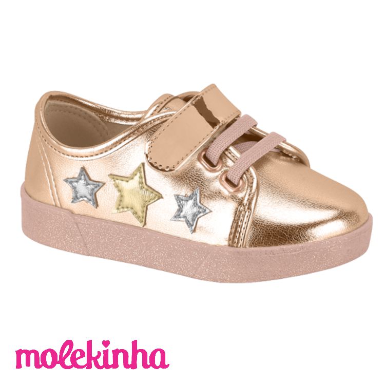 tenis molekinha ouro rosado