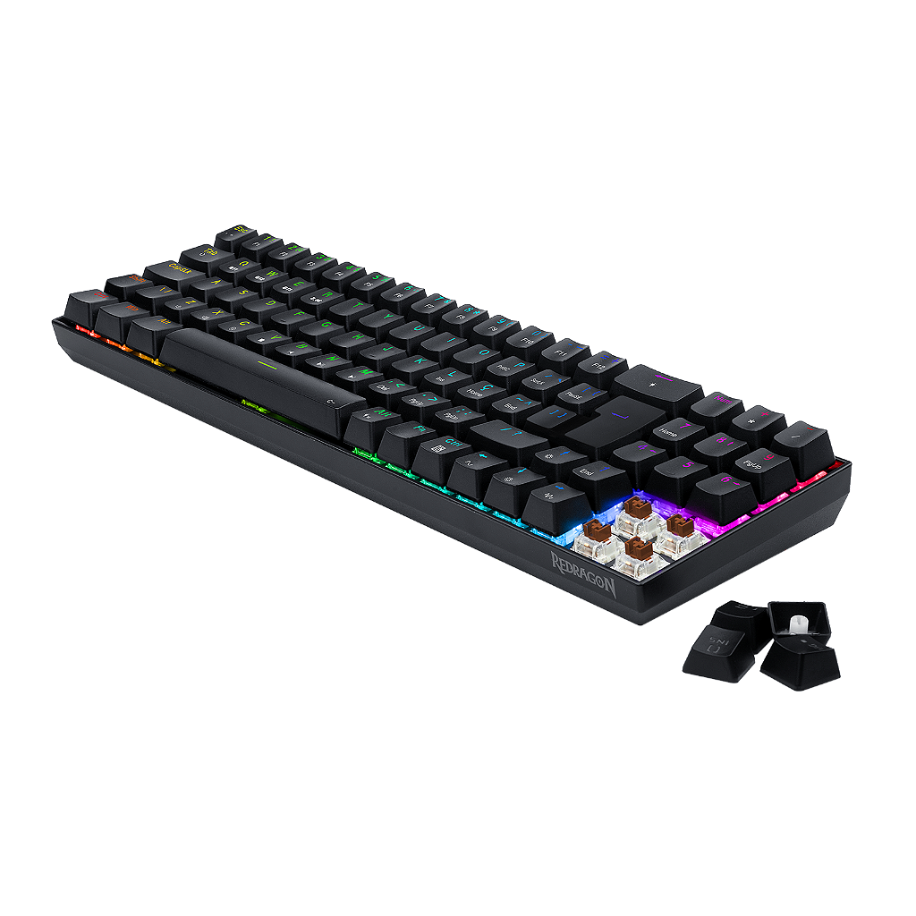 TECLADO MECÂNICO GAMER ZED PRO RGB PRETO SWITCH MARROM - Redragon