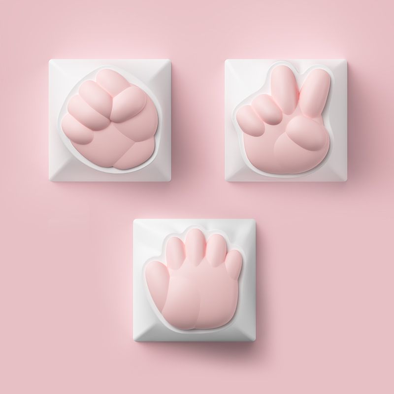 Conjunto de Keycap Rock, Paper, Scissors Artisan com 3 teclas