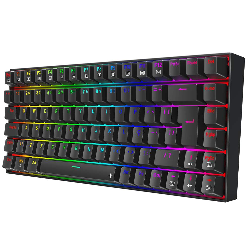 phantom Teclado Redragon Phantom Preto RGB Mecânico 75% com Switch Brown