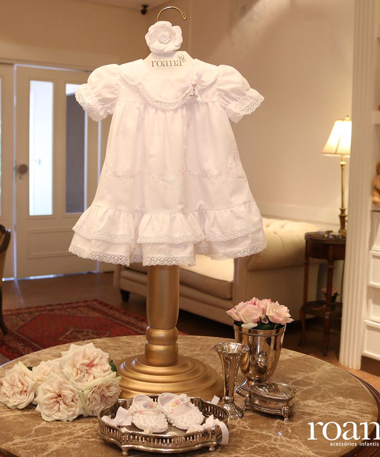 Vestido Menina Bordado Batizado Roana - Branco - Ahoara - Loja de Roupa  Infantil para Crianças e Bebês