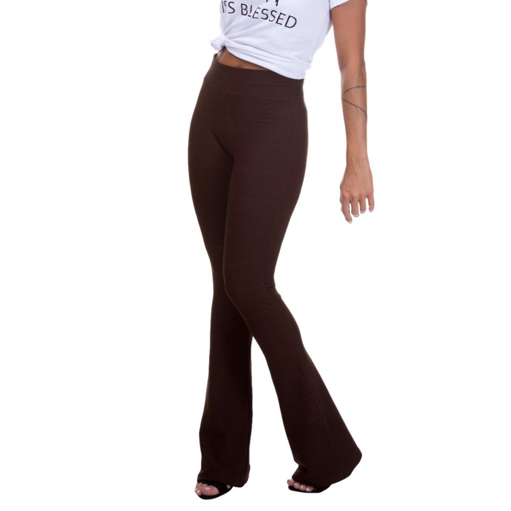 calça marrom feminina cintura alta