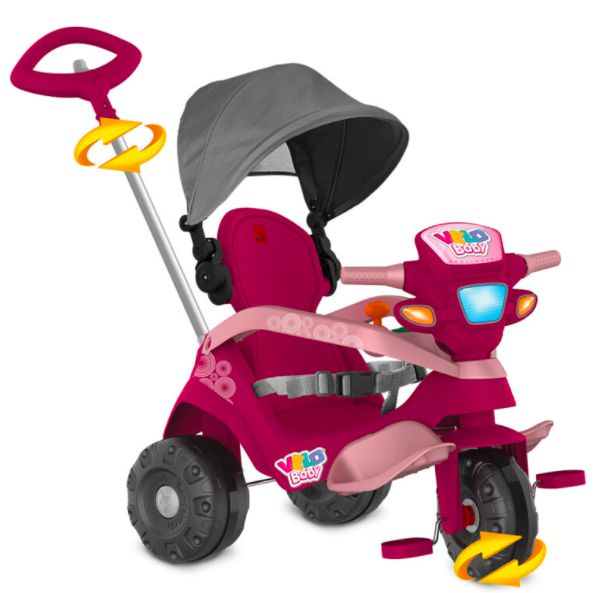 Triciclo Infantil Velobaby Rosa - TotalBaby Store