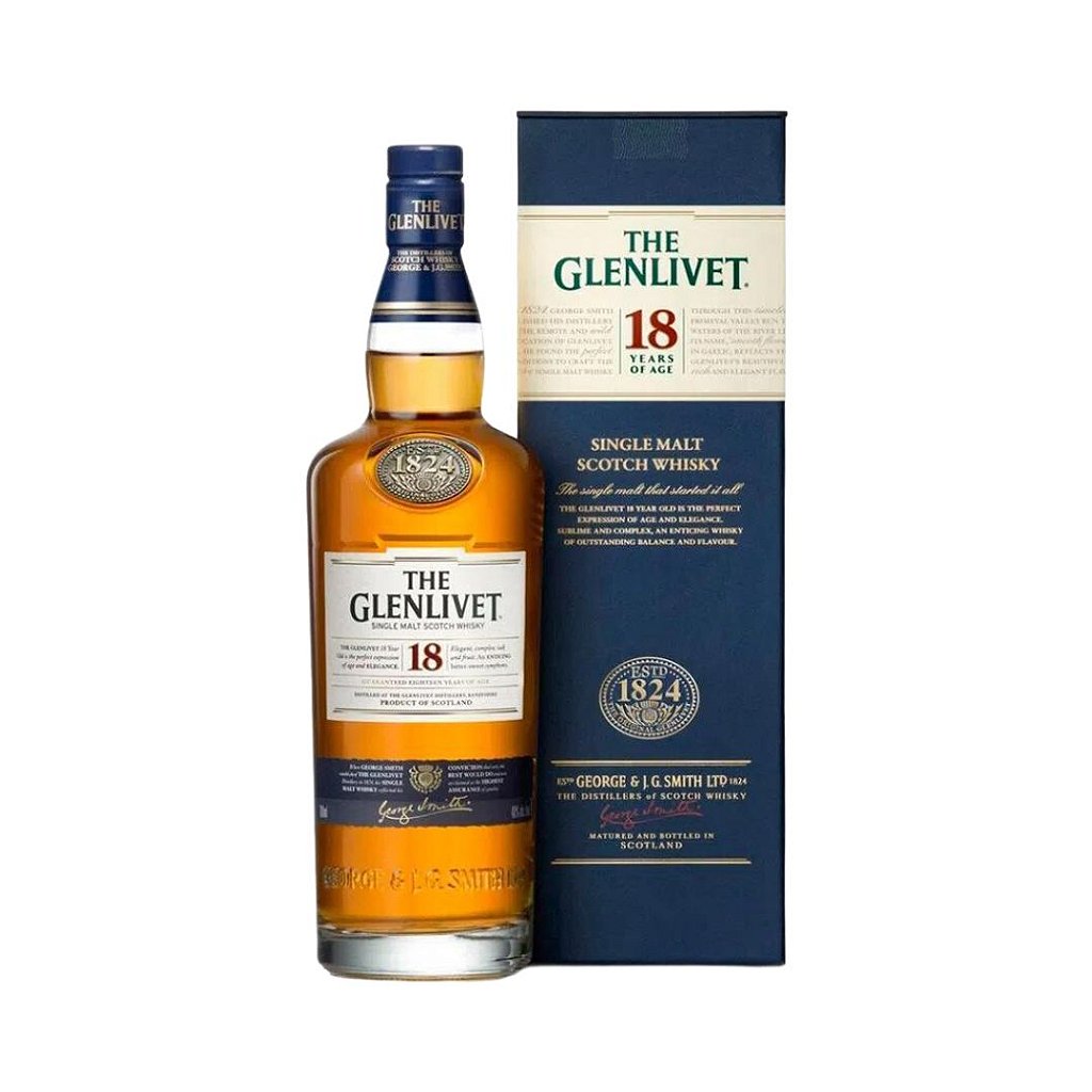 ウイスキー THE GLENLIVET 18 Years Old Whisky Glenlivet 18 anos 750 ml na Casa da Bebida