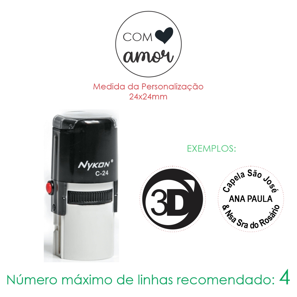 Carimbo Redondo Carimbo Automático Redondo R50 Marca Colop Impressão