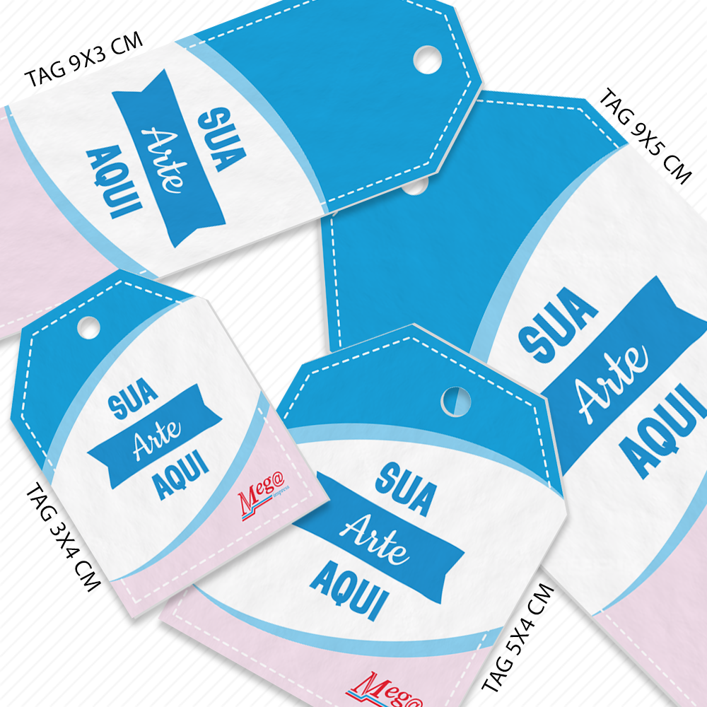 Tag Retangular Chanfrado com furo - Papel Off-Set - Impressão