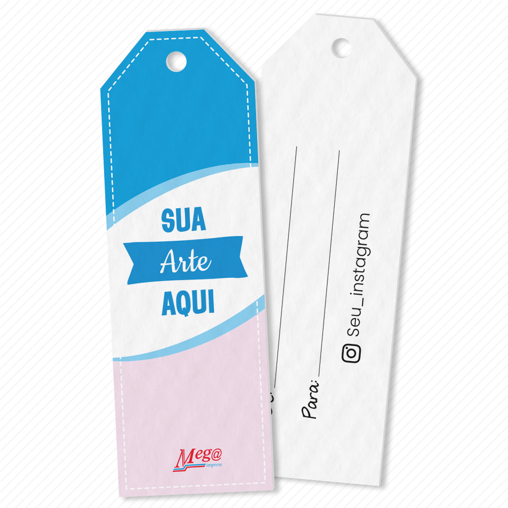 Tag Retangular Chanfrado com furo - Papel Off-Set - Impressão