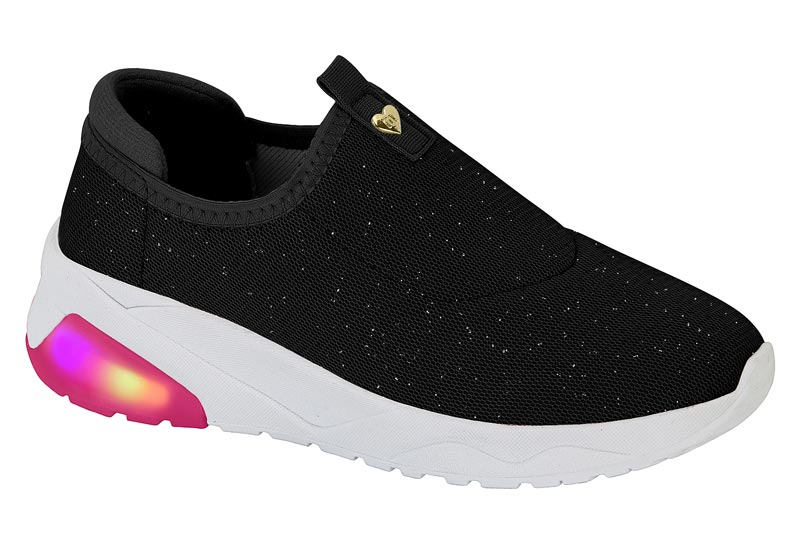 Tênis Led Tenis Molekinha Infantil Glitter Preto Molekinha Tenis